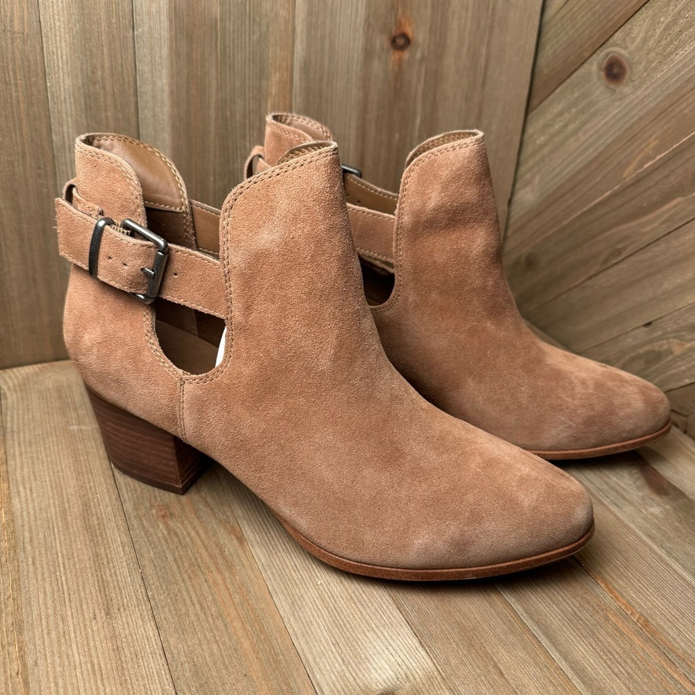 Franco Fortini Women’s Tan Brown Leather Suede Niki Ankle Boots Casual size 10